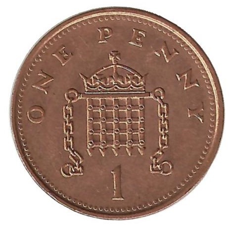 Монета 1  пенни 1993 год. Великобритания.