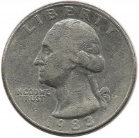 Вашингтон. Монета 25 центов. 1983 год, (Р). Филадельфия, США.