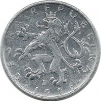 Монета 50 геллеров. 1996 год, Чехия.  