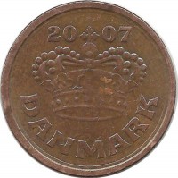 Монета 50 эре. 2007 год, Дания.  