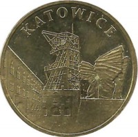 Катовице.  Монета 2 злотых, 2010 год, Польша.