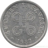 Монета 5 пенни.1982 год, Финляндия.