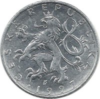 Монета 50 геллеров. 1997 год, Чехия.  