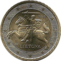 Монета 50 центов, 2015 год, Литва. UNC.