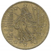 Франция. Монета 50 центов. 1999 год.
