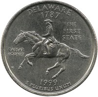 Делавер (Delaware ). Монета 25 центов (квотер), 1999г. P. CША. 