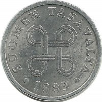Монета 5 пенни.1983 год, Финляндия.