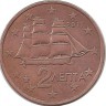 Монета 2 цента 2011 год, Греция.  