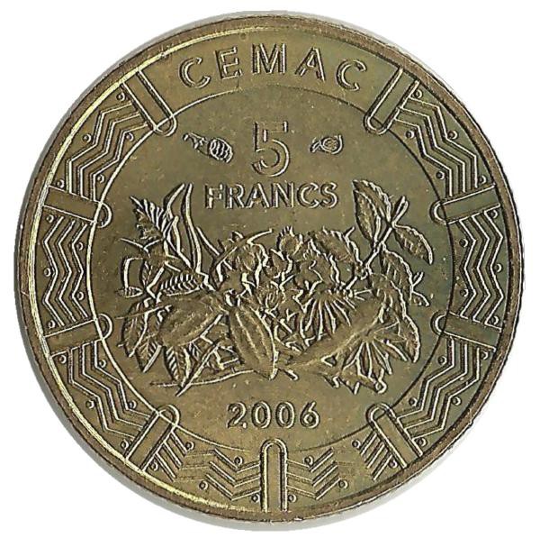 Монета 5 франков . 2006 год, Центральная Африка. UNC.