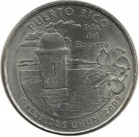 Пуэрто-Рико (Puerto Rico). Монета 25 центов (квотер), 2009 г. P. CША. 