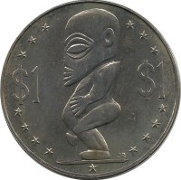 Тангароа. Монета 1 доллар 1973 г. Острова Кука. UNC.