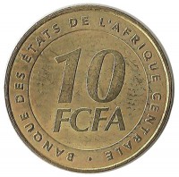 Монета 10 франков . 2006 год, Центральная Африка. UNC.