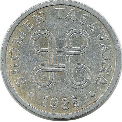 Монета 5 пенни.1985 год, Финляндия.