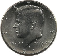 Монета 1/2 доллара. 2017 год,  (D) - Монетный двор Денвер. США. UNC.