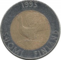 Монета 10 марок. 1995 год, Финляндия.   