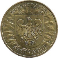 Мазовецкое воеводство. Монета 2 злотых, 2004 год, Польша.