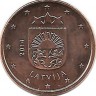 Монета 1 цент, 2014 год, Латвия. UNC.