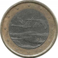 Монета 1 евро. 2004 год, Финляндия.
