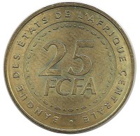 Монета 25 франков . 2006 год, Центральная Африка. UNC.
