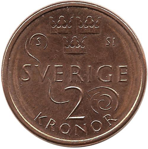 Монета 2 кроны. 2016 год, Швеция. UNC.
