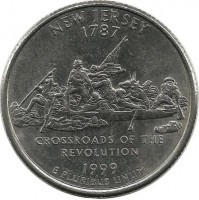 Нью-Джерси ( New Jersey). Монета 25 центов (квотер), 1999г. D.  CША. 