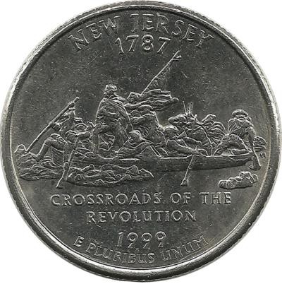 Нью-Джерси ( New Jersey). Монета 25 центов (квотер), 1999г. D.  CША. 