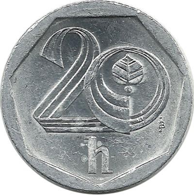 Монета 20 геллеров. 1999 год, Чехия.  