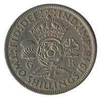 Монета 2 шиллинга. 1948 год, Великобритания.