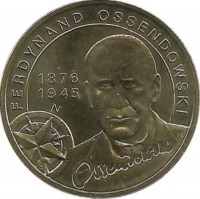  Фердинанд Оссендовский.  Монета 2 злотых  2011 год, Польша.