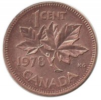 Монета 1 цент, 1978 год, Канада.