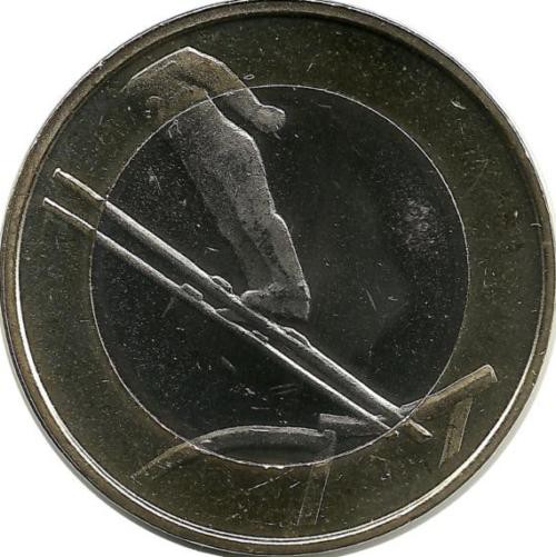Прыжки с трамплина . Монета  5 евро 2016 г. Финляндия.UNC. 