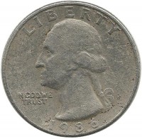 Вашингтон. Монета 25 центов. 1986 год, (Р). Филадельфия, США.