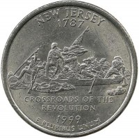 Нью-Джерси ( New Jersey). Монета 25 центов (квотер), 1999г. P.  CША.