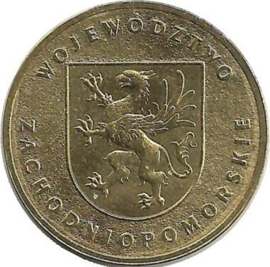 Западно-Поморское воеводство. Монета 2 злотых, 2005 год, Польша.