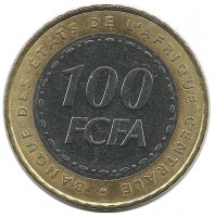 Монета 100 франков . 2006 год, Центральная Африка. UNC.