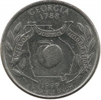 Джорджия (Georgia). Монета 25 центов (квотер), 1999г. D. CША. 