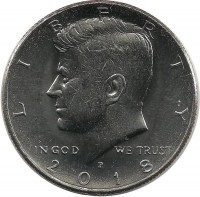 Монета 1/2 доллара. 2018 год (P)- Филадельфия. США.  UNC.