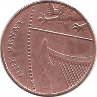 Монета 1 пенни 2014 год. Великобритания.