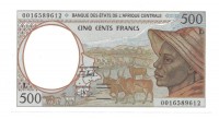 Центрально-Африканские Штаты. Банкнота 500 франков. 1993-2000 г. Без даты. Литера L - Габон. UNC.