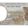 Центрально-Африканские Штаты. Банкнота 500 франков. 1993-2000 г. Без даты. Литера L - Габон. UNC.