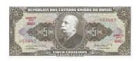 Бразилия. Банкнота 5 крузейро 1962 - 1964 год. UNC.  